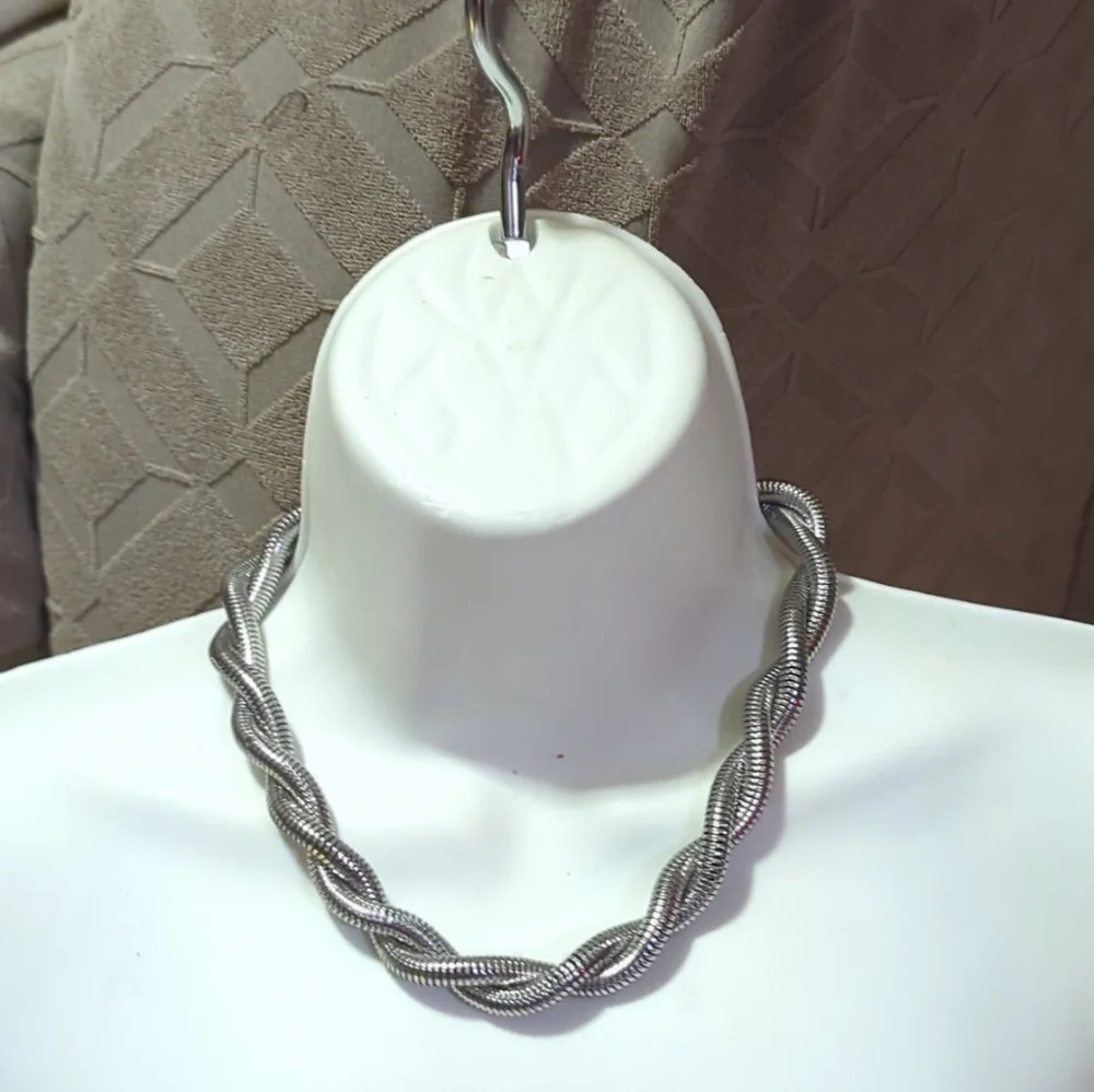 Vintage Silver Snake Chain Braided Choker Time & True 17
